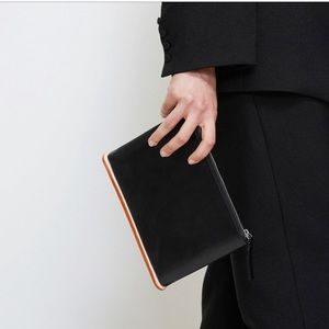 Building Block Black Leather Clutch
